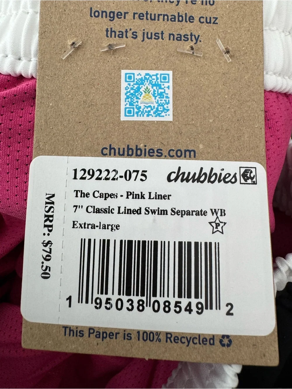 Chubbies The Capes Classic Lined Swim Trunks 7” Inseam XL New Black